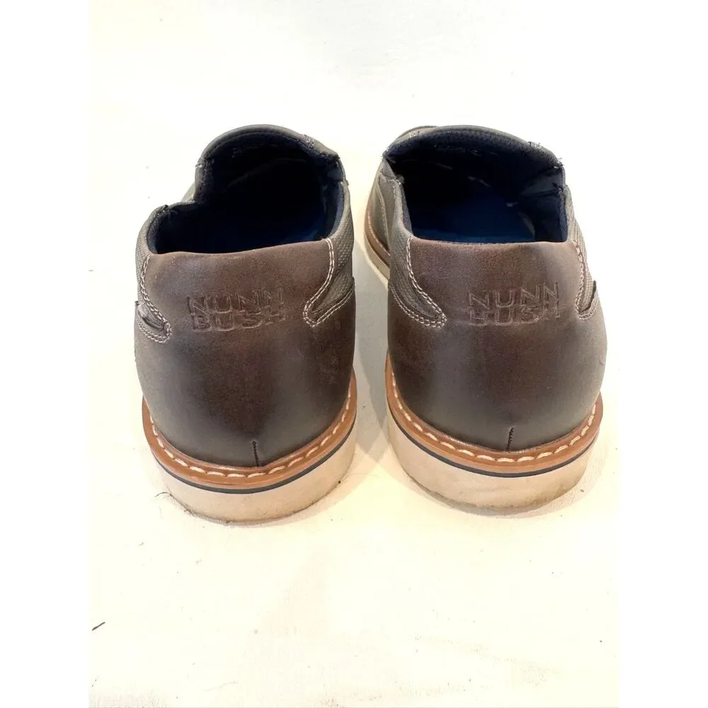 Nunn Bush Chase Grey Slip On Loafers Memory Foam Smartscent Size 8m